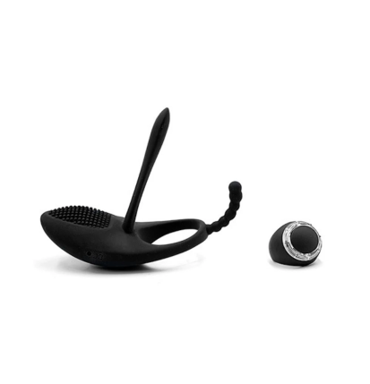 Wibrator Coco Noir z pilotem, czarny, silikonowy – widok boczny