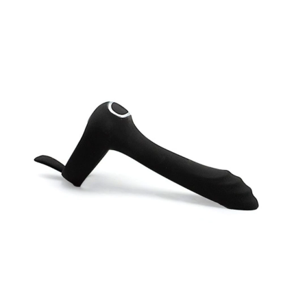 Wibrująca nakładka na penisa czarna, silikonowa – widok boczny