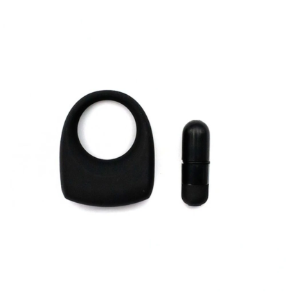 Czarny pierścień wibrujący na penisa z wyjmowanym wibratorem