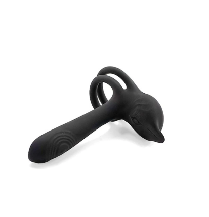 Nakładka wibrująca na penisa z pierścieniem i wydłużonym stymulatorem