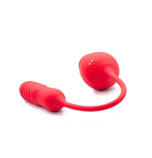 Red Temptation Duo – podwójne jajeczko wibracyjne z funkcją ssania, intensywna stymulacja, USB