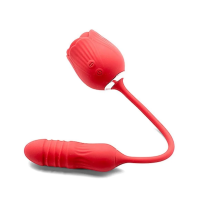 Czerwony wibrator z miękkiego silikonu z funkcją pulsacyjną