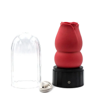 Masturbator Rose czerwony z bazą i pokrywą ochronną