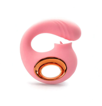 Różowy wibrator silikonowy z podwójną stymulacją - widok frontowy