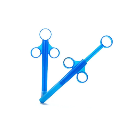 Aplikator lubrykantu intymnego, wielorazowy, niebieski z uchwytami