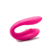 Różowy wibrator typu U z podwójnym ramieniem