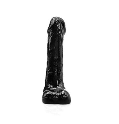 Czarne silikonowe dildo realistyczne – widok z przodu