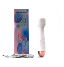 Masażer do ciała typu wand biały - zestaw z opakowaniem i kablem USB