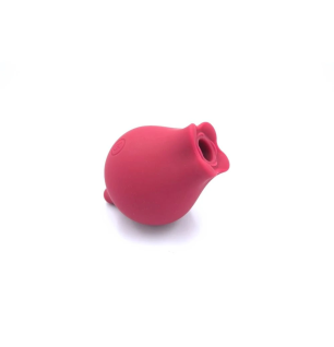 Czerwony stymulator łechtaczki typu suction z miękkiego silikonu - profil boczny