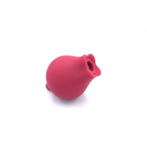 Czerwony stymulator łechtaczki typu suction z miękkiego silikonu - profil boczny